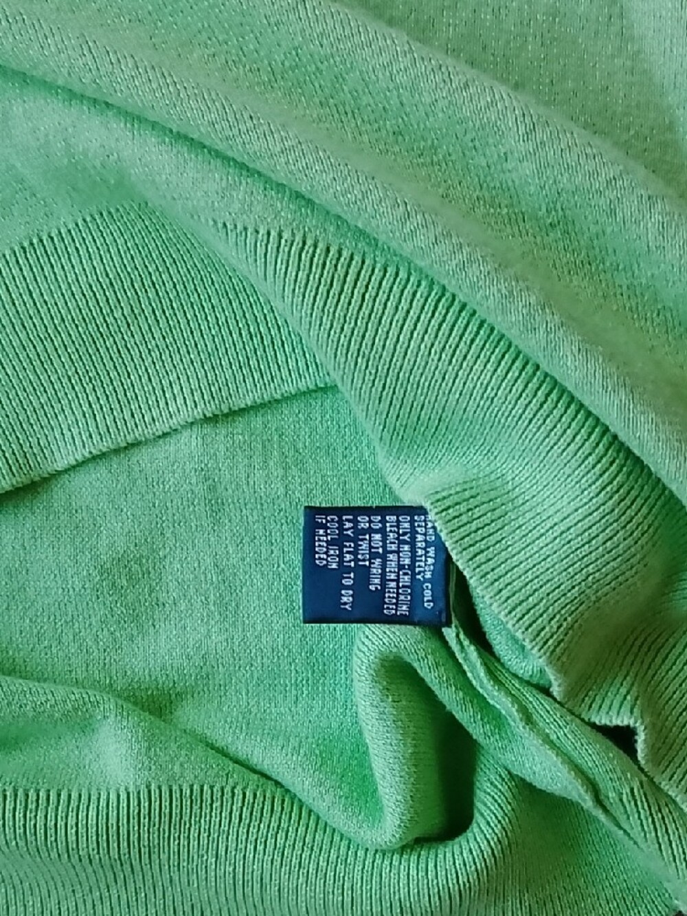 Polo by Ralph Lauren V-Neck Sweater in Lime Green with Blue Pony - Picture 7 of 8